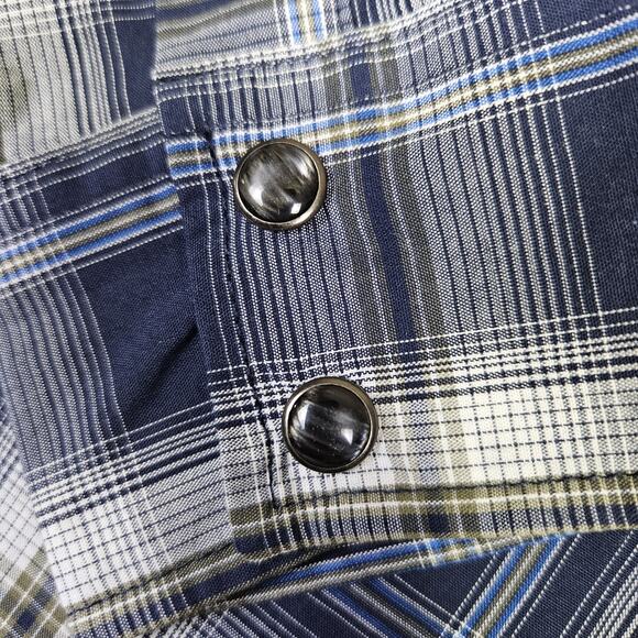 NEW Gibson Trading Co Mens Pearl Snap Western Shirt L Plaid Blue Rodeo Cowboy - Picture 5 of 16
